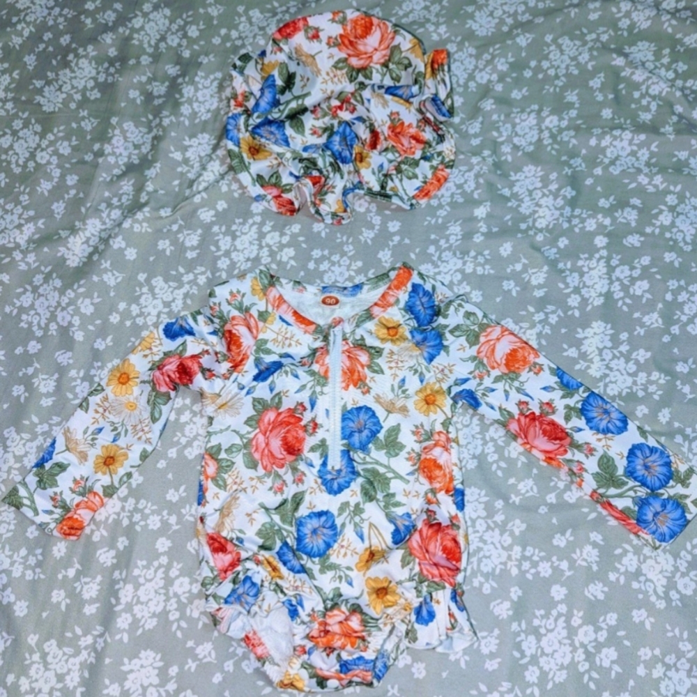 Baby Girl Swimsuit with Hat